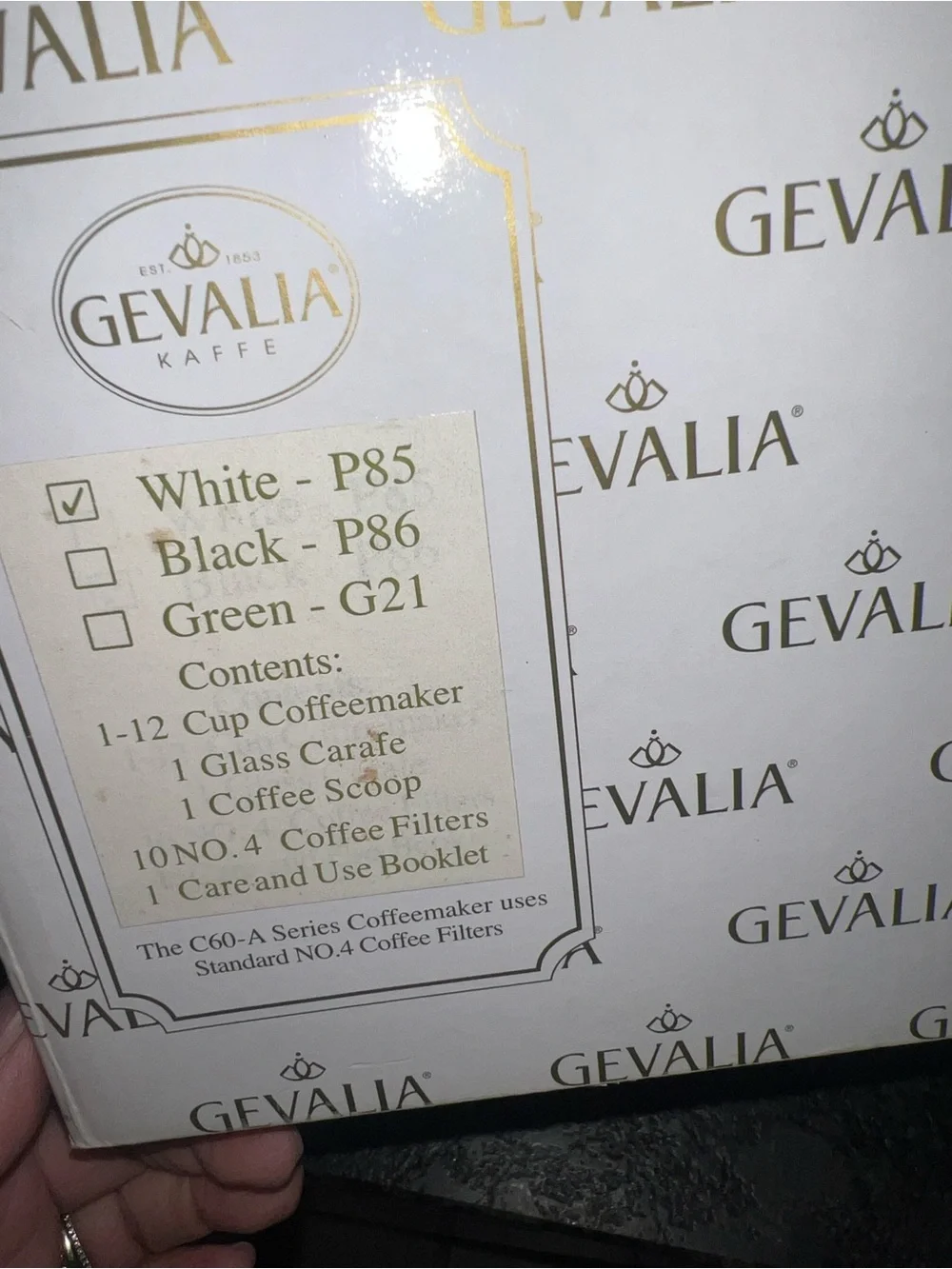 Gevalia  White 12-Cup Drip Coffee Maker. New in box. DISCONTINUED